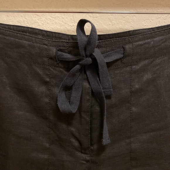 Eileen Fisher Black 100% Organic Linen Lightweight Cropped Pant Size PP - Picture 3 of 9